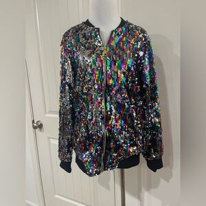 RESA Multicolor Sequin Bomber Jacket
